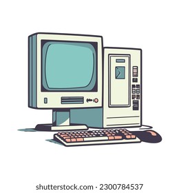 Modern computer on blue desktop over white
