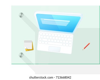 Modern computer on the table vector illustration