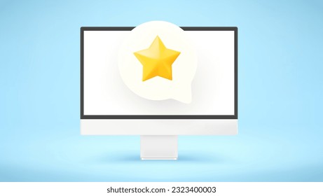 Computadora moderna con icono de clasificación. 3.ª burla vectorial
