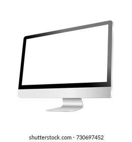 Modern computer realistic monitor isolated on white background. Vector mockup. Vector illustration