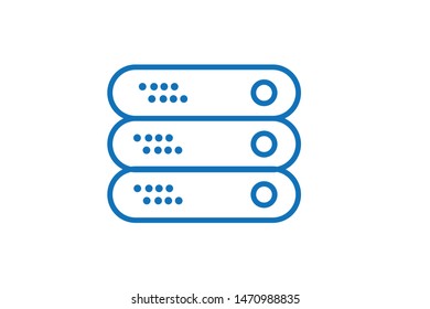 Modern Computer Server icon,Data, Web Hosting Isolated Flat Web Mobile Icon Vector,Sign ,Symbol ,Button ,Element ,Silhouette flat design ( blue version )