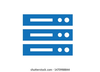 Modern Computer Server icon,Data, Web Hosting Isolated Flat Web Mobile Icon Vector,Sign ,Symbol ,Button ,Element ,Silhouette flat design ( blue version )