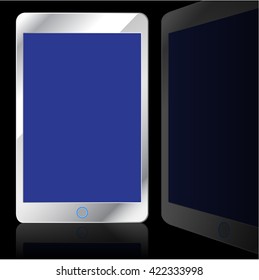 Modern computer tablet isolated on black background. Vector illustration.