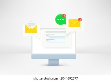 Modern computer with web applications notifications