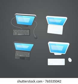 Modern computers on the table vector collection