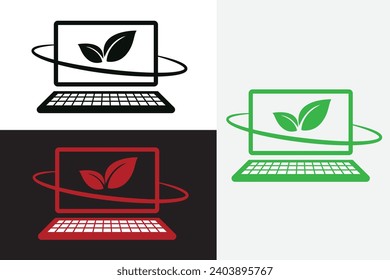 modern computers with technologies logo sample clean design art