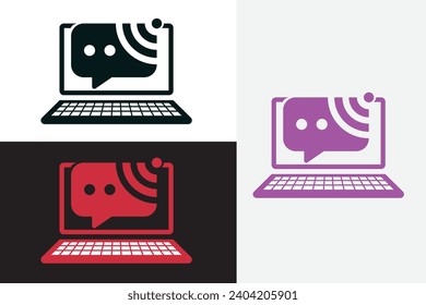 modern computers with technologies logo sample clean design art