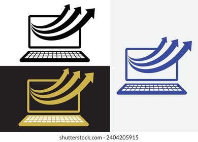 modern computers with technologies logo sample clean design art