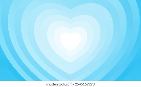 Fondo de corazón de gradación azul concéntrico moderno. Fondo romántico del cartel del Anuncio del corazón. Fondo Abstractas de la Ilustración vectorial azul del corazón