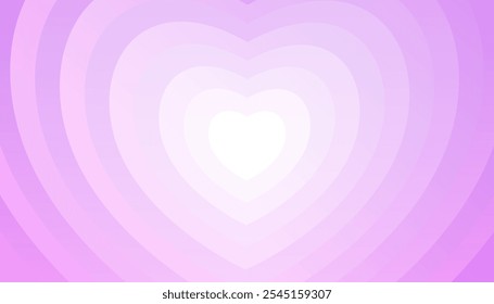 Modern concentric purple gradation heart background. Romantic heart banner poster background. Abstract background of purple heart vector illustration