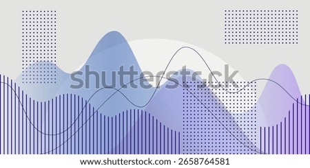 Modern concept of analysis, finance, presentation, background for your interface, advertising, text. Graphs, charts, parabolas, geometric figures on blue-gray gradient vector background