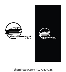 Modern concept automotive logo, abstract black and white car icon