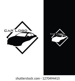 Modern concept automotive logo, black and white car icon