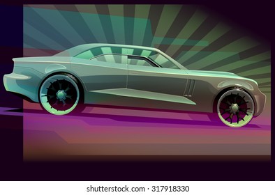 modern concept car, dark background