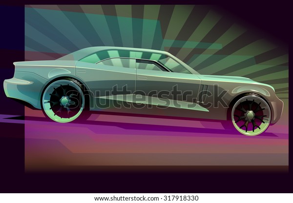 modern concept car, dark\
background