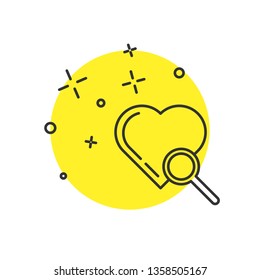 Modern concept Cardiac diagnostics. Magnify icon