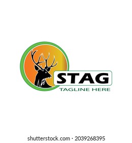 Modern concept of company business logo, shop with stag mascot vector illustration