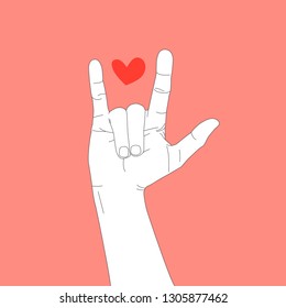 A  modern concept design of hands and heart shape describe love in pastel red pink and white colour in minimal visual especially for Valentine's day and heartwarming style.