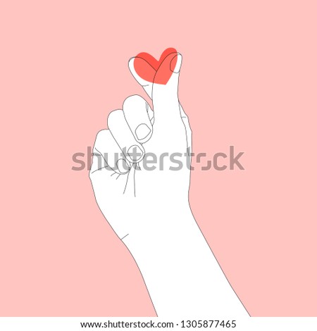 A  modern concept design of hands and heart shape describe love in pastel red pink and white colour in minimal visual especially for Valentine's day and heartwarming style.