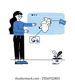 Modern concept of drawing illustration of heart presentation
