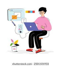 Modern concept of flat illustration of design class