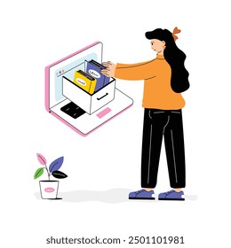 Modern concept of flat illustration of online books