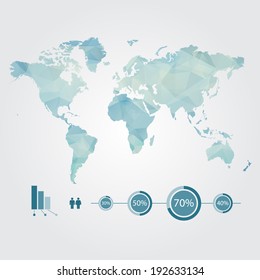 Modern concept of global world map with info-graphics elements