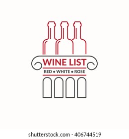 The modern concept of grapes and wine logo on a light background. The token for the collection of wines, vineyards and restaurant. Vector illustration.