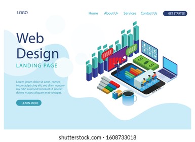 The modern concept of isometric graph analysis and online data processing. online based vector illustration Suitable for Diagrams, Infographics, Game Asset, And Other Graphic Related Assets