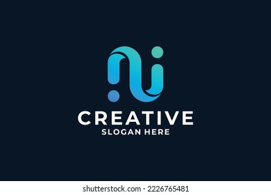 Modern concept letter N logo design with creative gradient color.