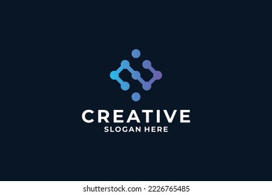 Modern concept letter N logo design with creative gradient color.