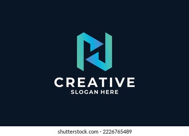 Modern concept letter N logo design with creative gradient color.