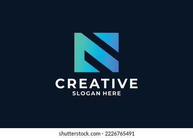 Modern concept letter N logo design with creative gradient color.