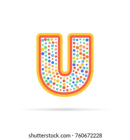 Modern concept of letter U and circles. Symbol design vector illustration isolated on white background