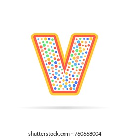 Modern concept of letter V and dots. Symbol design vector illustration isolated on white background
