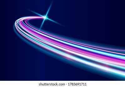 Modern concept of light speed lines background. Abstract futuristic 5g internet connection concept. light trails illustration