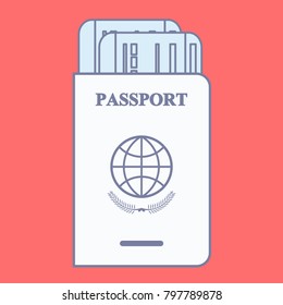 Modern concept passport. Flat line isolated vector illustration