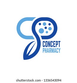 Modern concept pharmacy CP logo