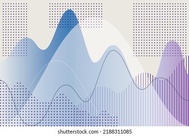 Modern concept for presentation, background for your interface, advertising, text. Graphs, diagrams, parabolas, geometric shapes on Blue  gradient vector background. illustration in abstract style. 