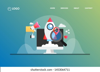 Modern concept for Seo, Search engine optimization, Seo Search ranking, flat design vector illustration landing page