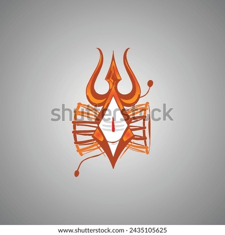 Modern concept with trident logo. God of Hindu Mythology. He known as different named Mahakaal, Shiv, Bholenath etc.