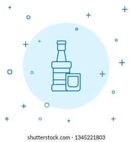 Modern concept Whiskey bottle with glass. Alcohol concept