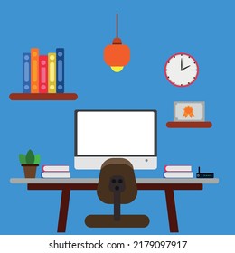 modern concept of workplace in office room.
home study room.