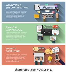 Modern concepts collection in flat design for e-business, web site construction, mobile applications, banners, corporate brochures, book covers, layouts etc. Vector eps10 illustration