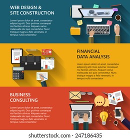 Modern concepts collection in flat design for e-business, web site construction, mobile applications, banners, corporate brochures, book covers, layouts etc. Vector eps10 illustration