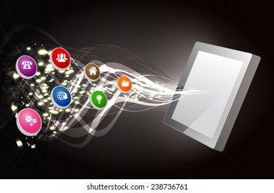 modern conceptual digital application social network design. computer graphic website internet.