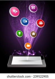 modern conceptual digital application social network design. computer graphic website internet. 