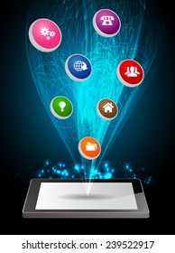 modern conceptual digital application social network design. computer graphic website internet. 