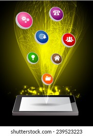 modern conceptual digital application social network design. computer graphic website internet. 
