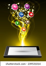 modern conceptual digital application social network design. computer graphic website internet. 